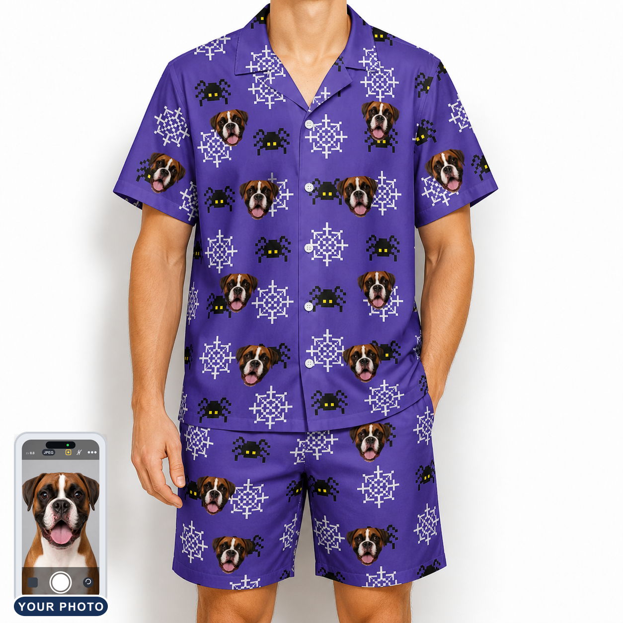 Men's Leggy Lurkers Custom Dog Face Shirt & Shorts Set