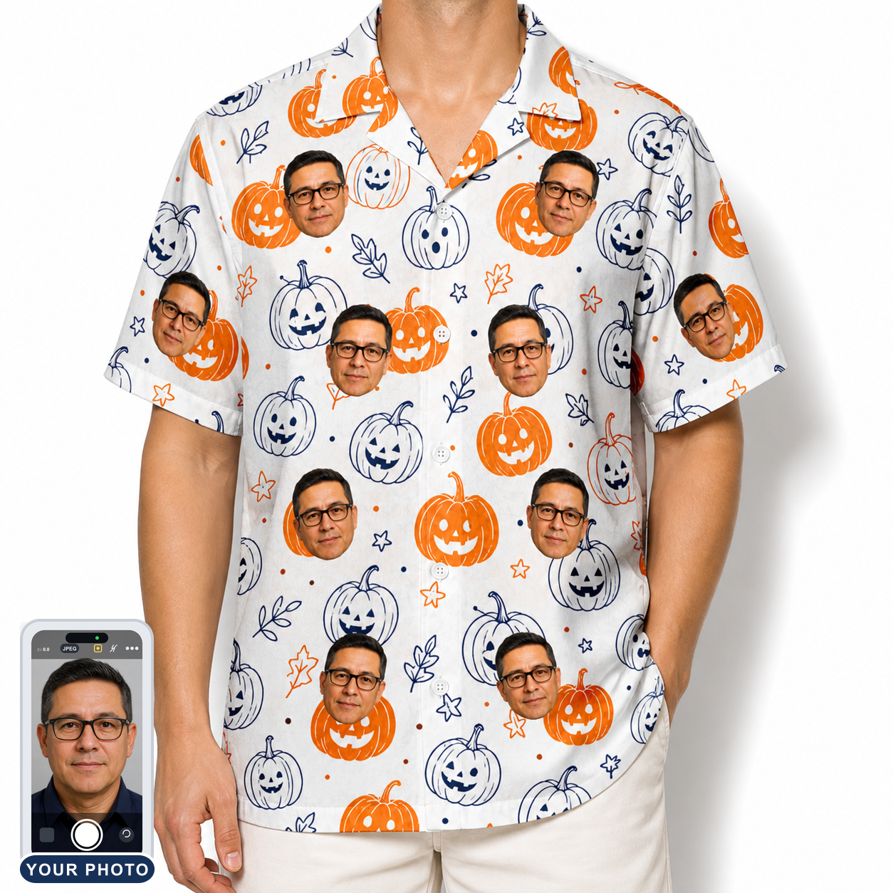 Men's Jack O'Jitters Custom Face Hawaiian Shirt