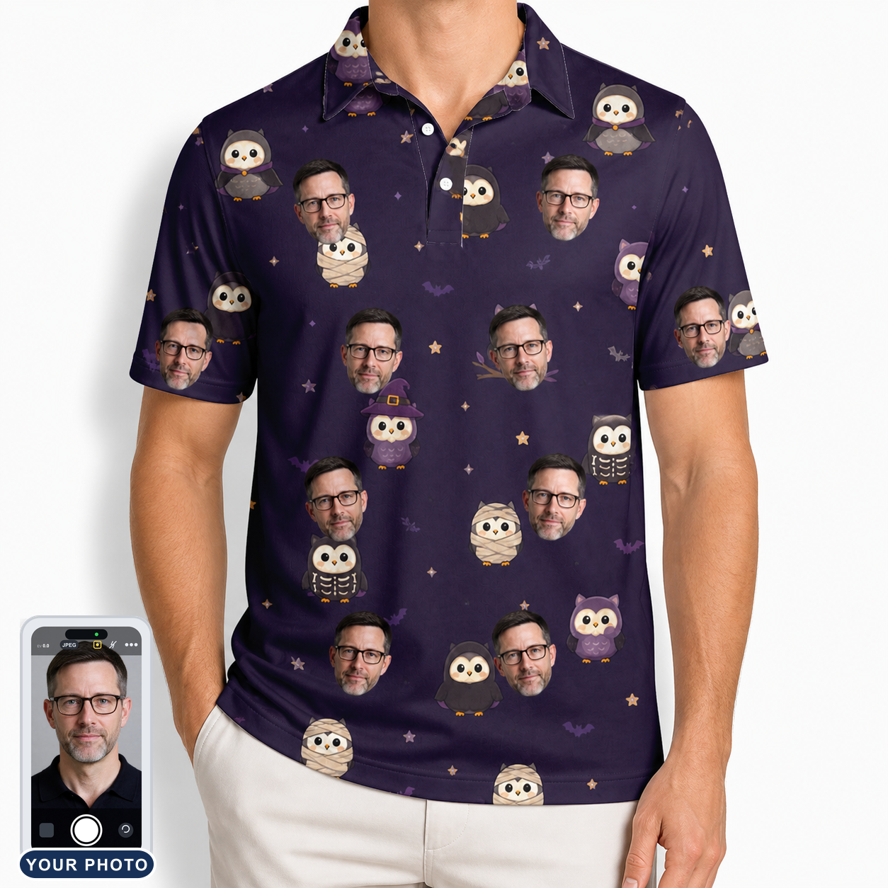 Men's Feathered Frights Custom Face Polo Shirt
