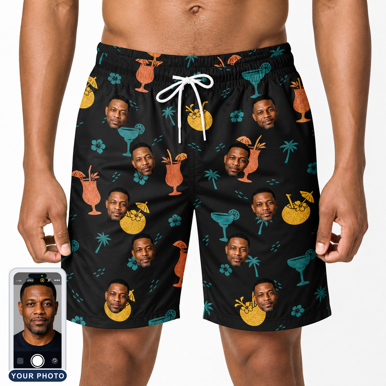 Men's Guava Gaiety Custom Face Beach Shorts