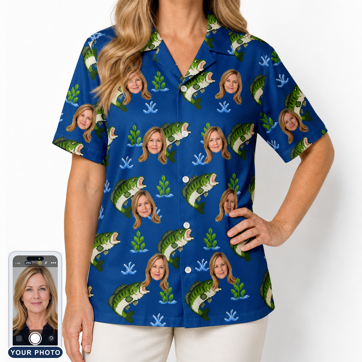 Women's Scale Mail Custom Face Hawaiian Shirt