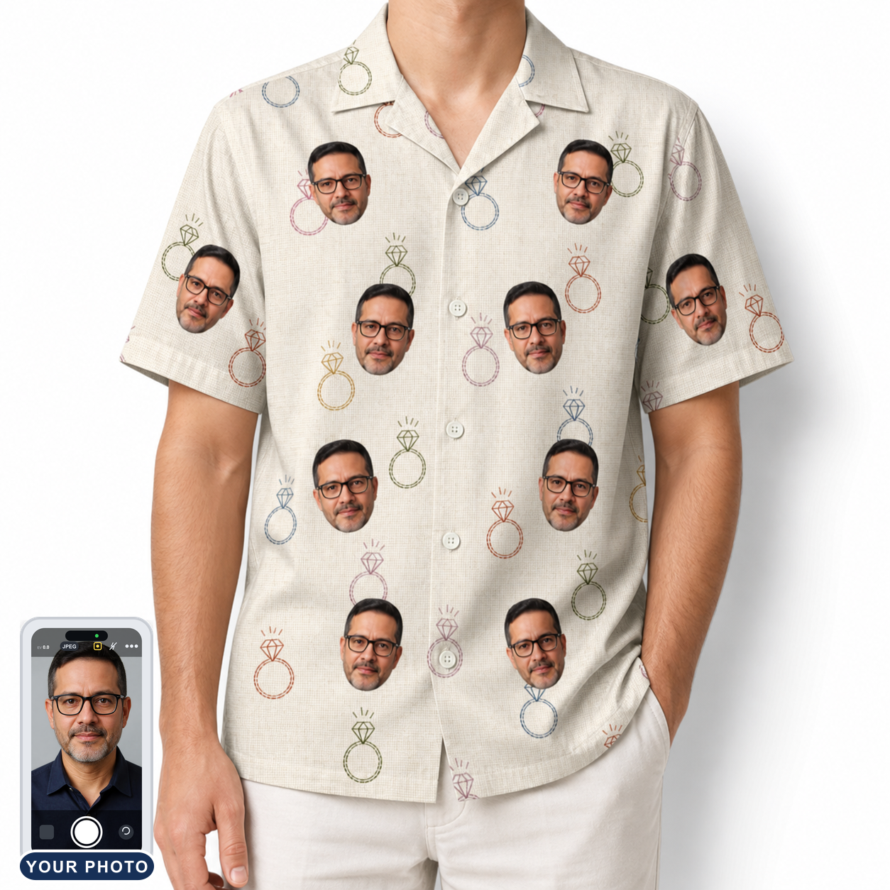 Men's Brilliant Bachelorette Custom Face Hawaiian Shirt