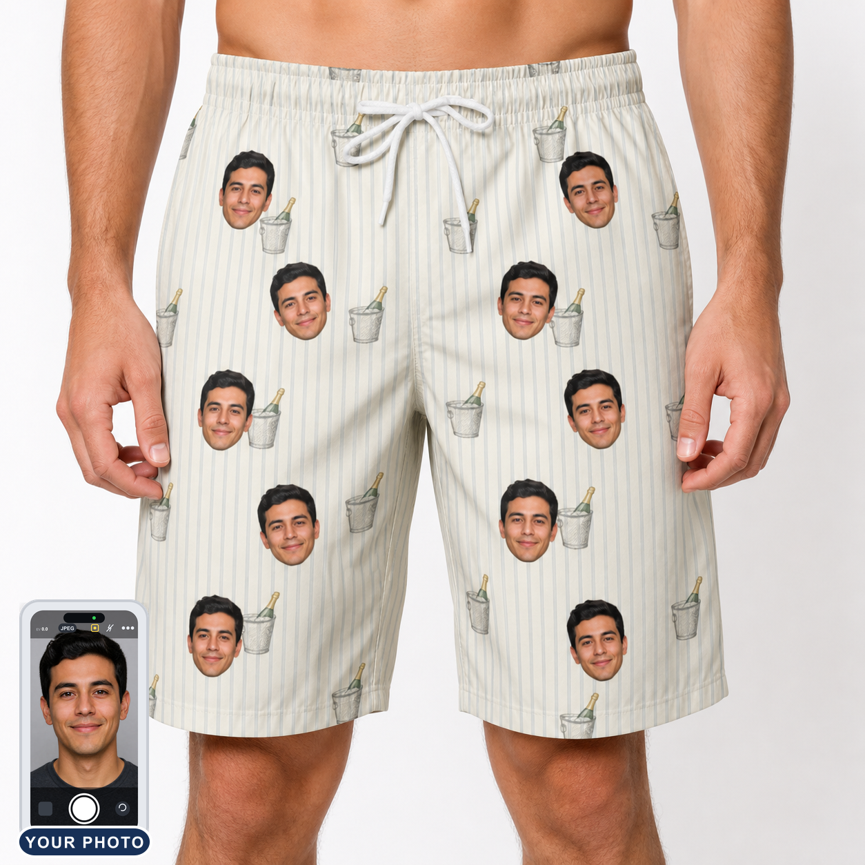 Men's Proposal Pails Custom Face Beach Shorts