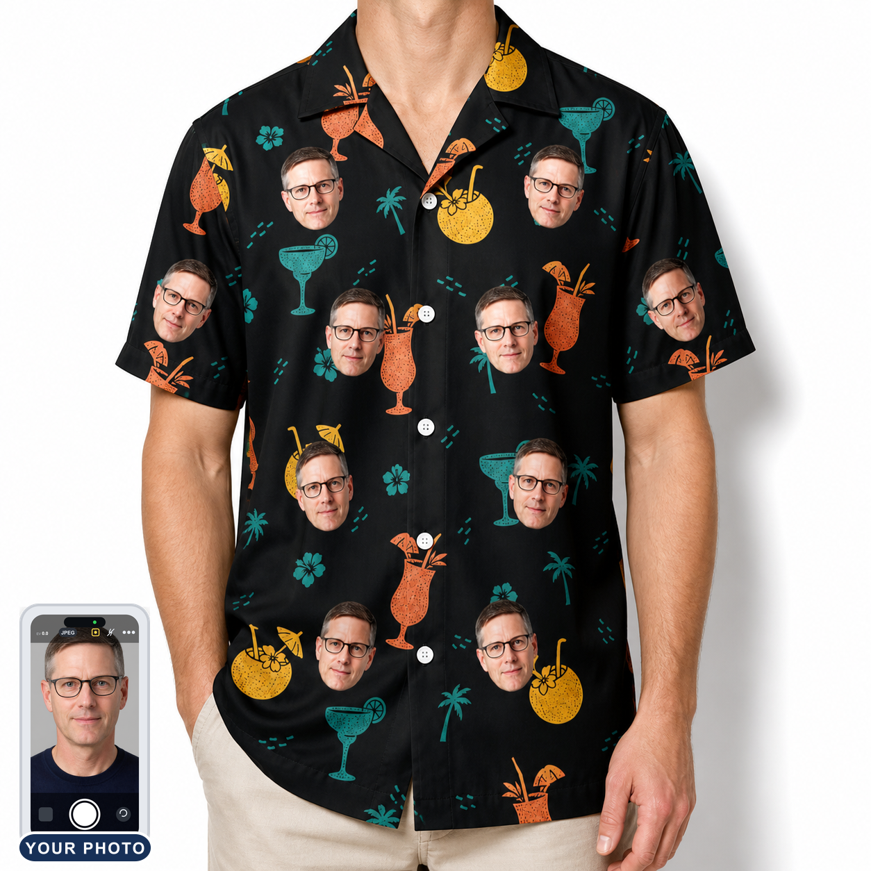 Men's Guava Gaiety Custom Face Hawaiian Shirt