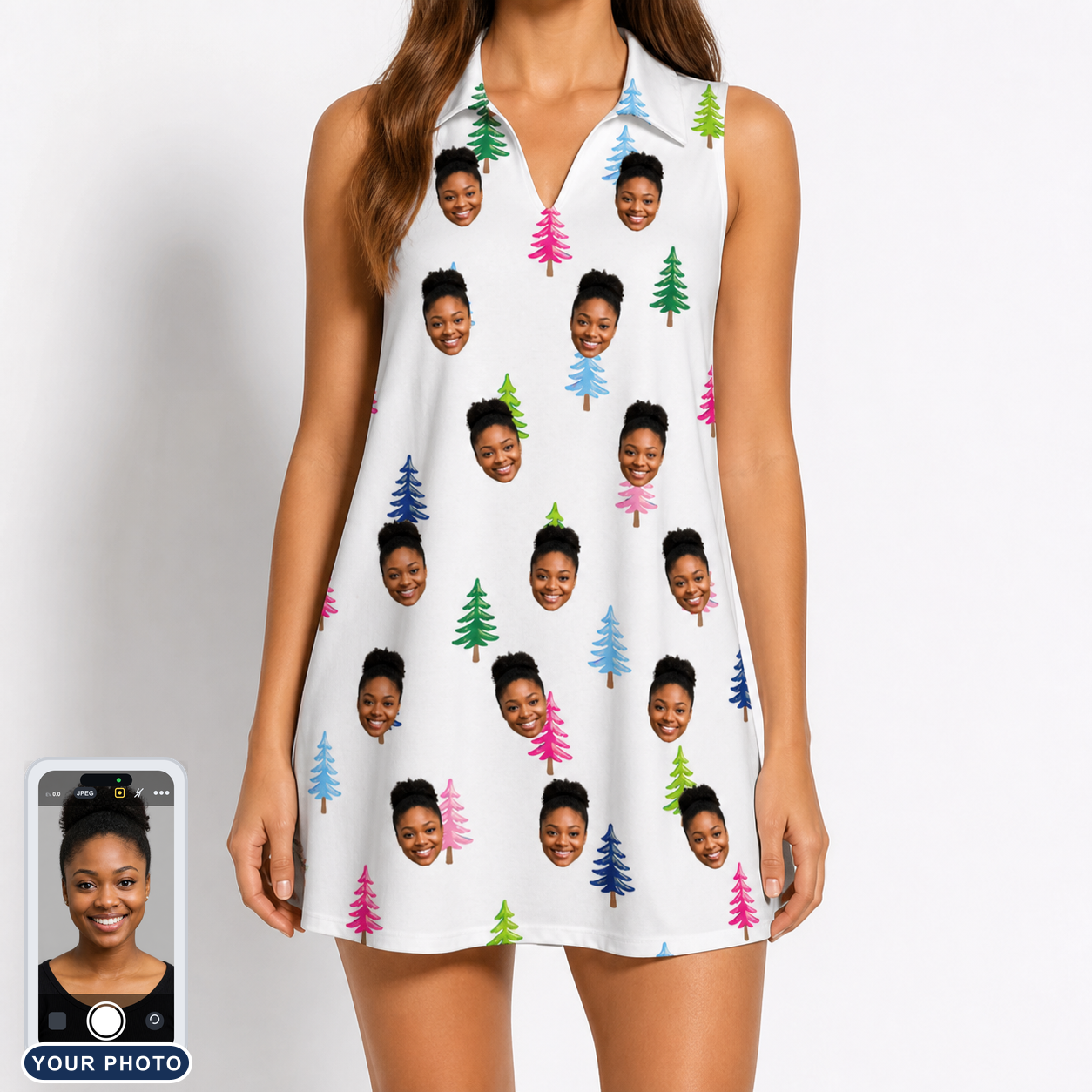 Women's Cedar Caddie Custom Face V-Neck Dress
