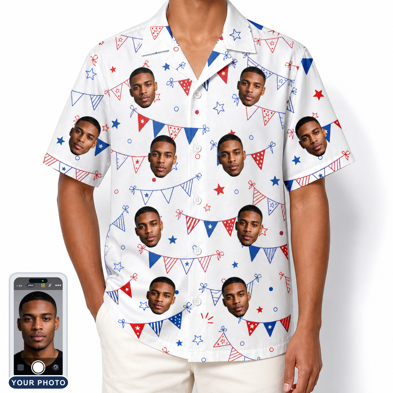 Men's Civic Colors Custom Face Hawaiian Shirt
