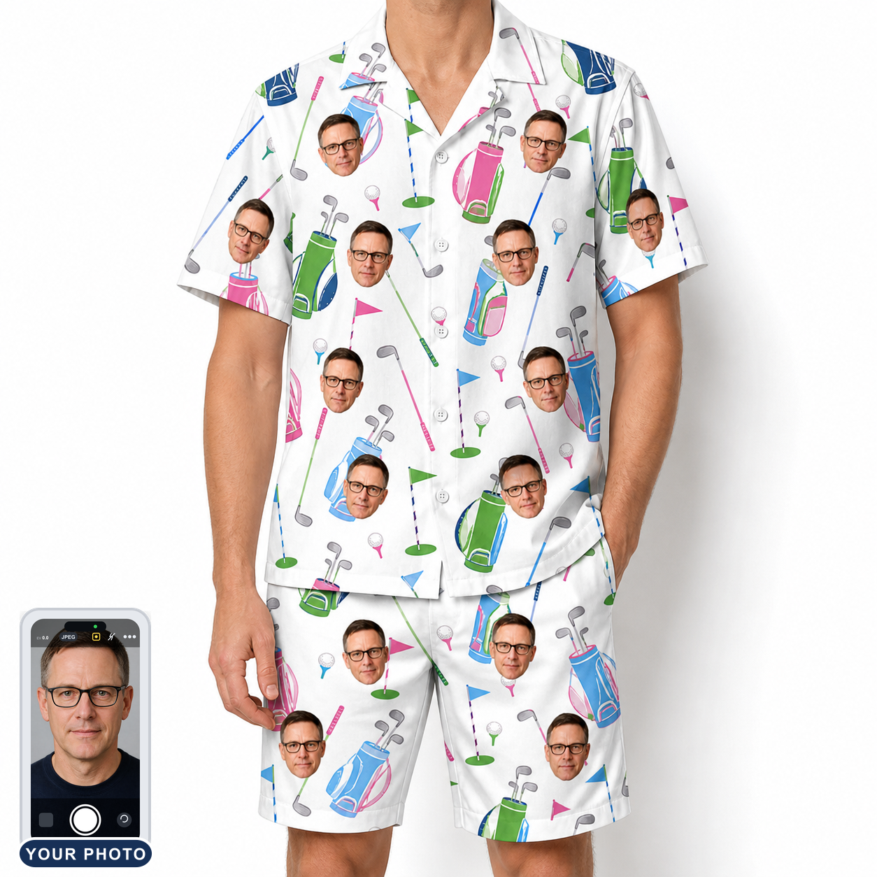 Men's Backspin Bonanza Custom Face Shirt & Shorts Set
