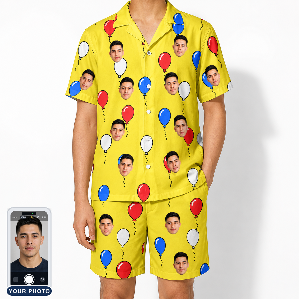 Men's Crimson Cloudburst Custom Face Shirt & Shorts Set