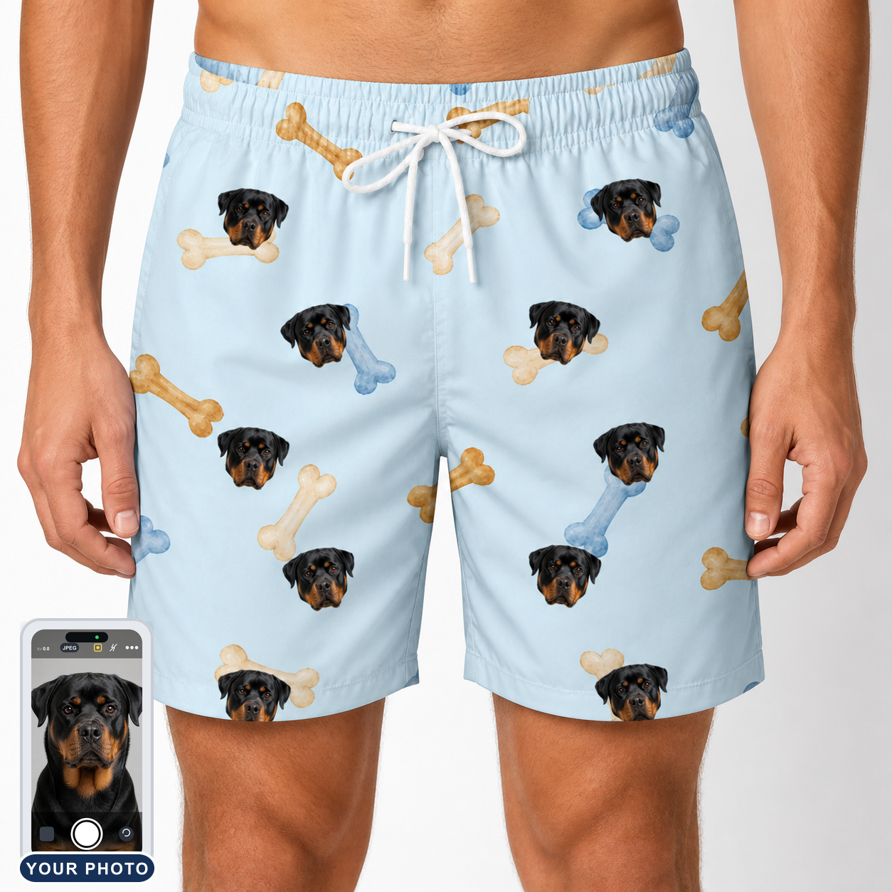 Men's Molar Morsels Custom Dog Face Beach Shorts