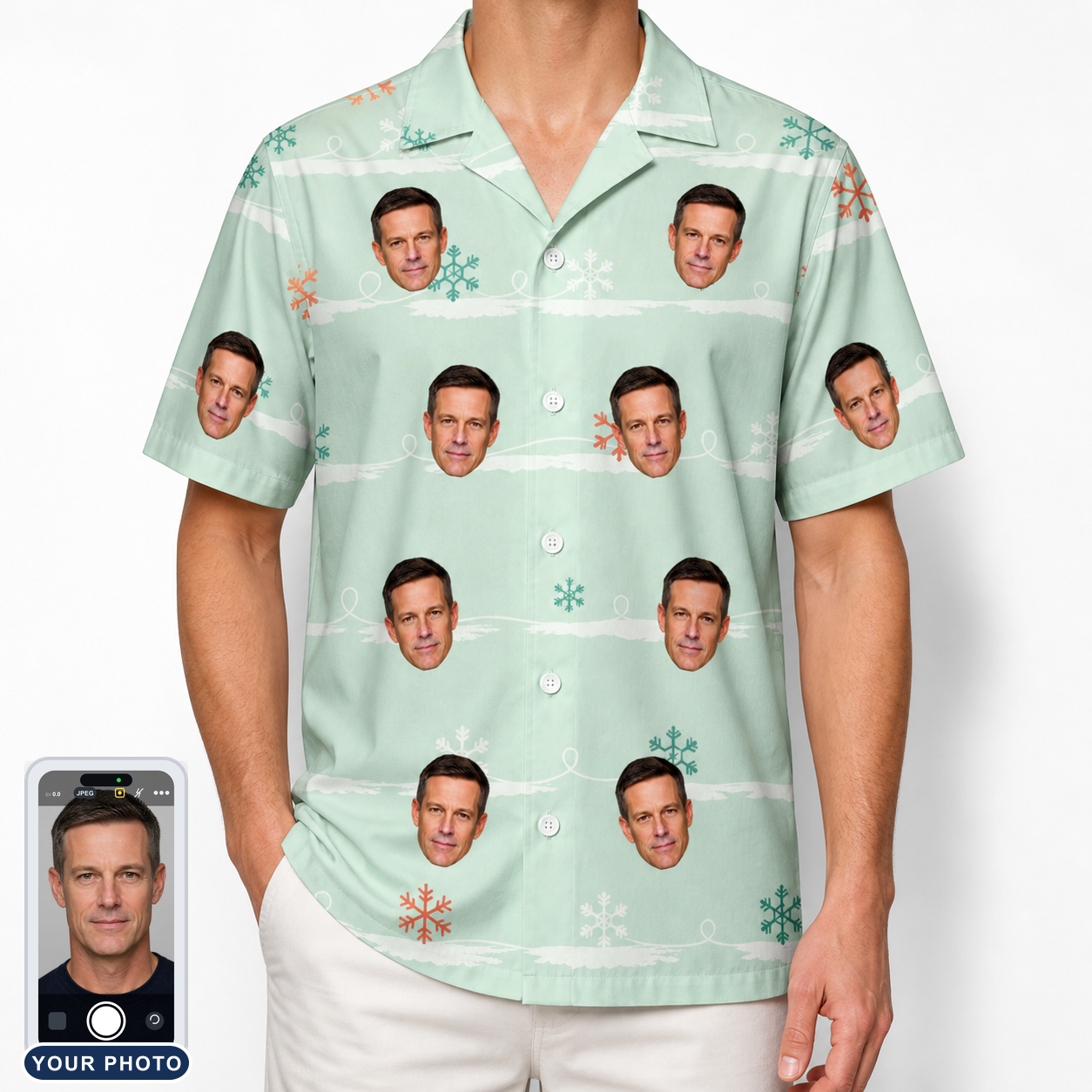 Men's Flake Frenzy Custom Face Hawaiian Shirt