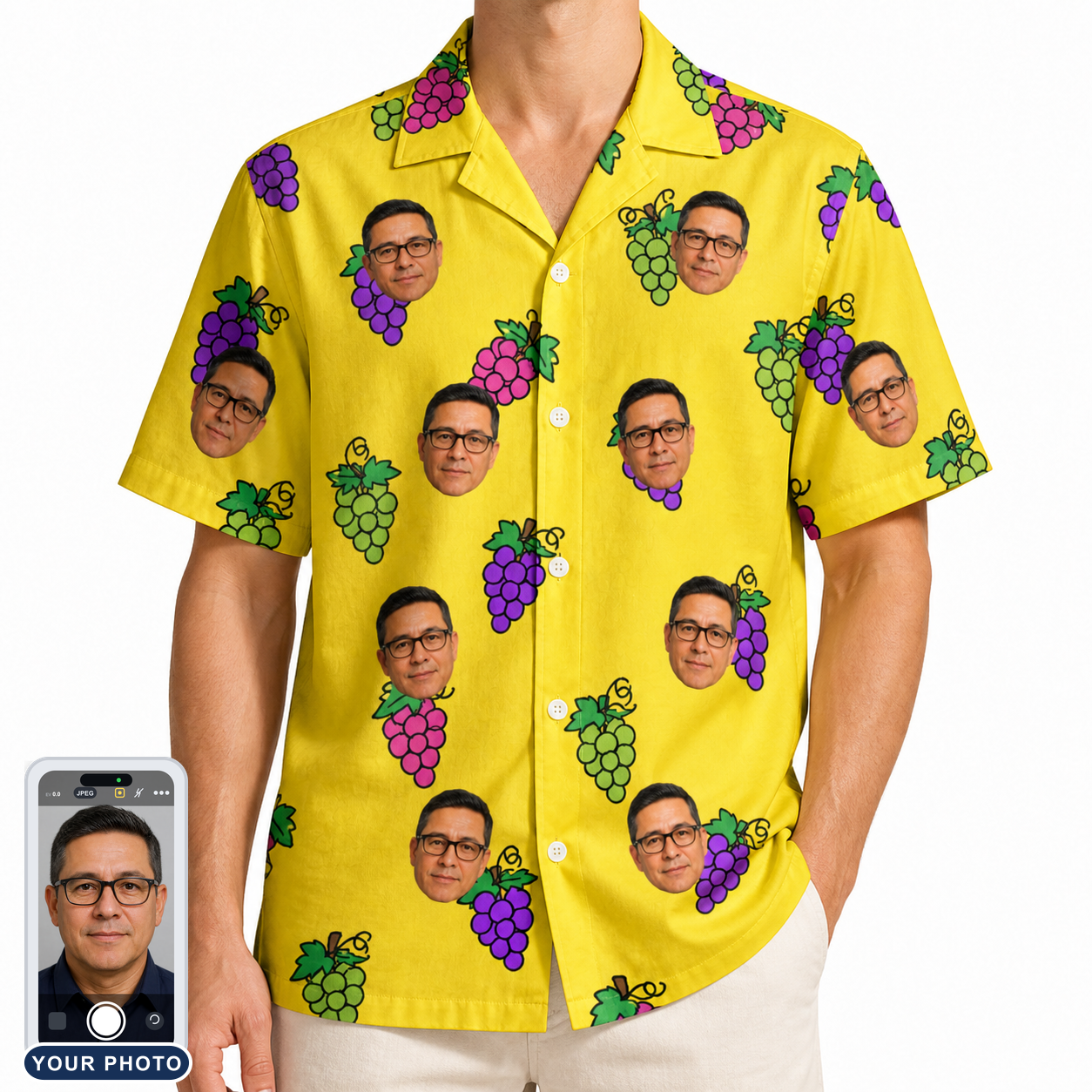 Men's Vineyard Vibes Custom Face Hawaiian Shirt
