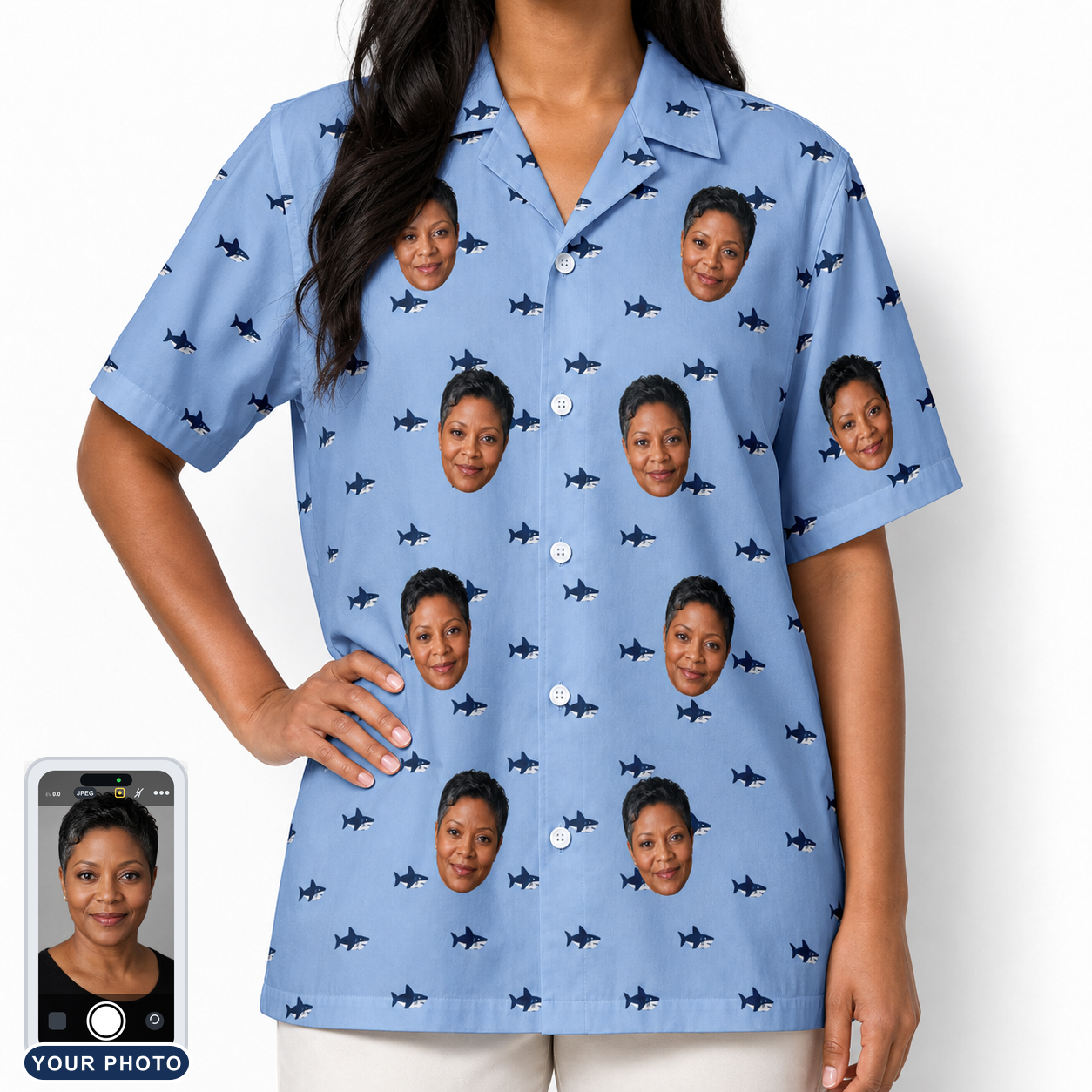 Women's Fin Flickers Custom Face Hawaiian Shirt