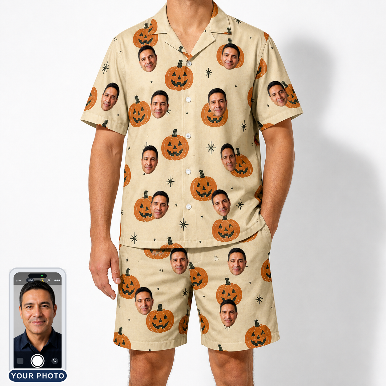 Men's Gourd Grins Custom Face Shirt & Shorts Set