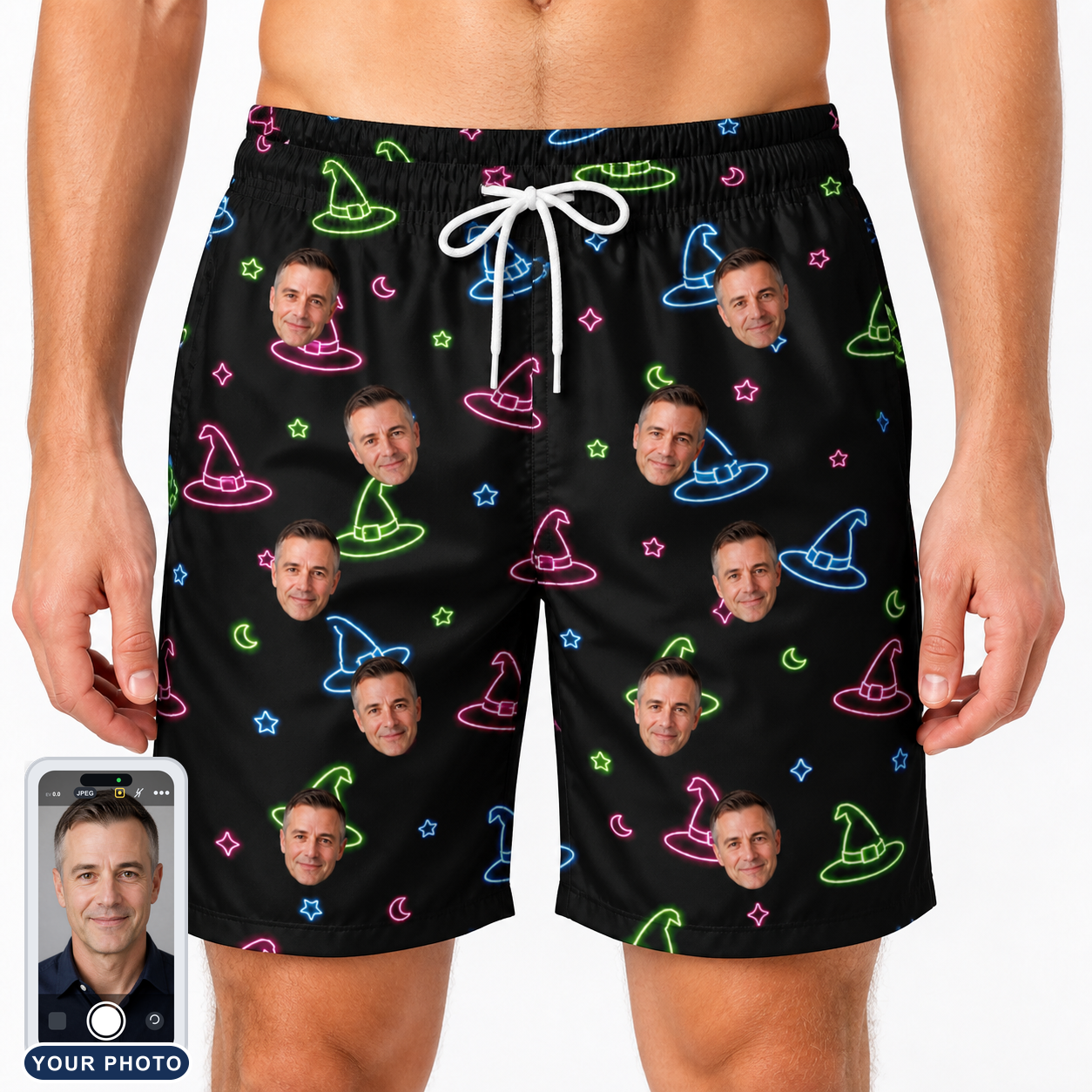 Men's Moonlit Millinery Custom Face Beach Shorts