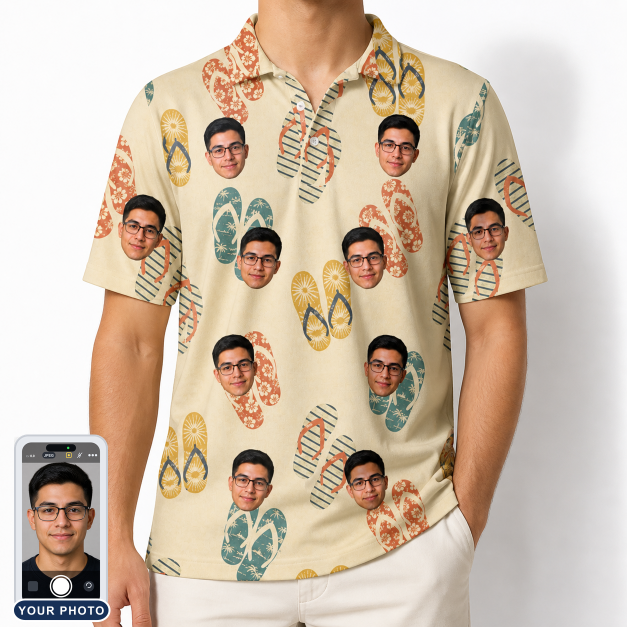 Men's Strap Squad Custom Face Polo Shirt