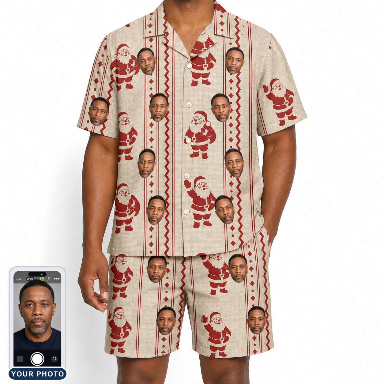 Men's Jolly Jingle Custom Face Shirt & Shorts Set