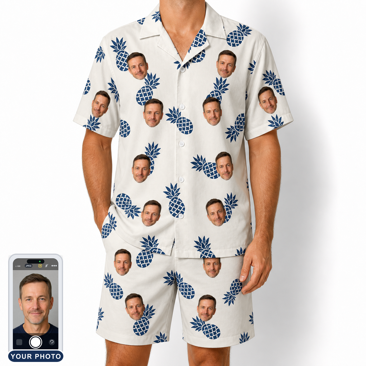 Men's Golden Getaway Custom Face Shirt & Shorts Set