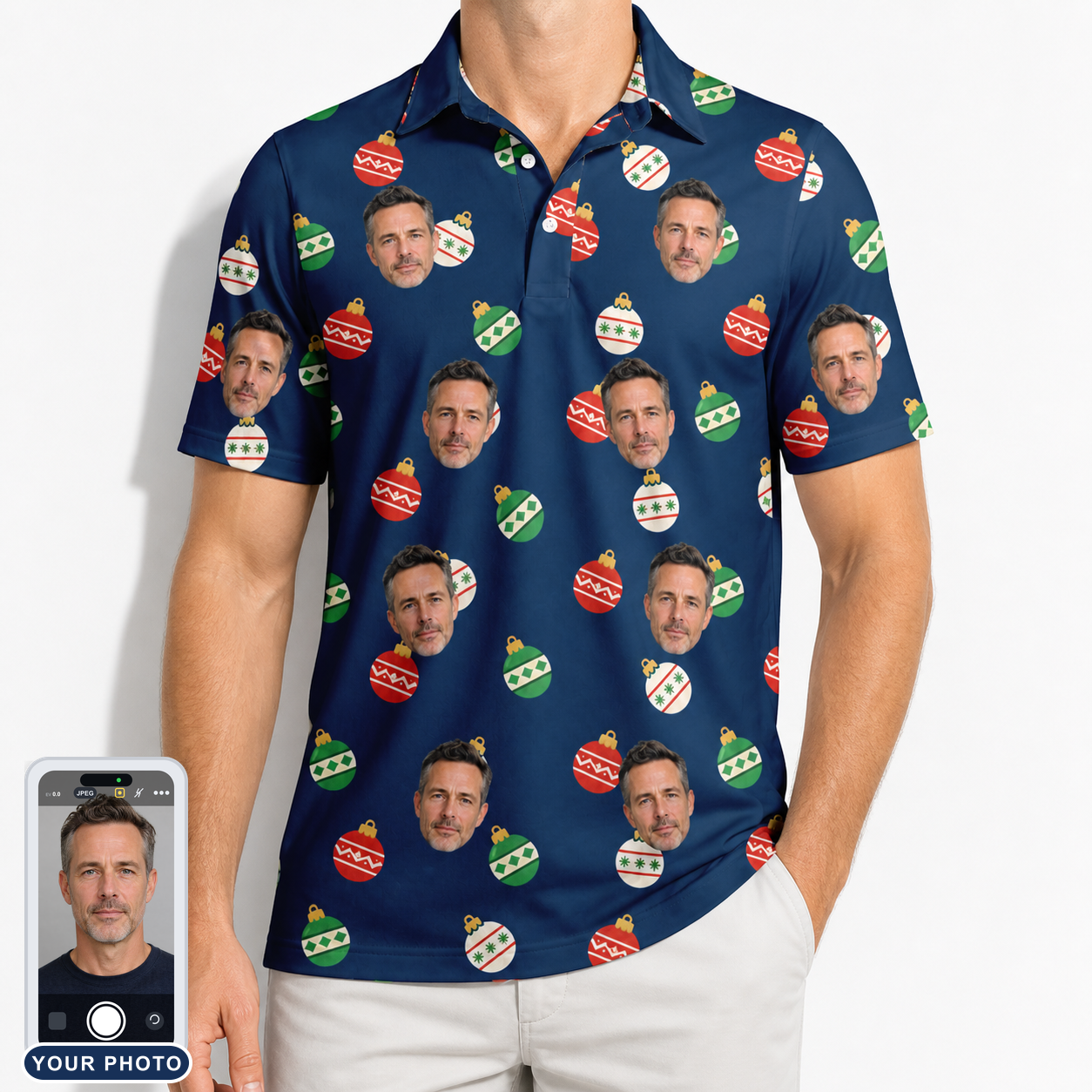 Men's December Dangles Custom Face Polo Shirt