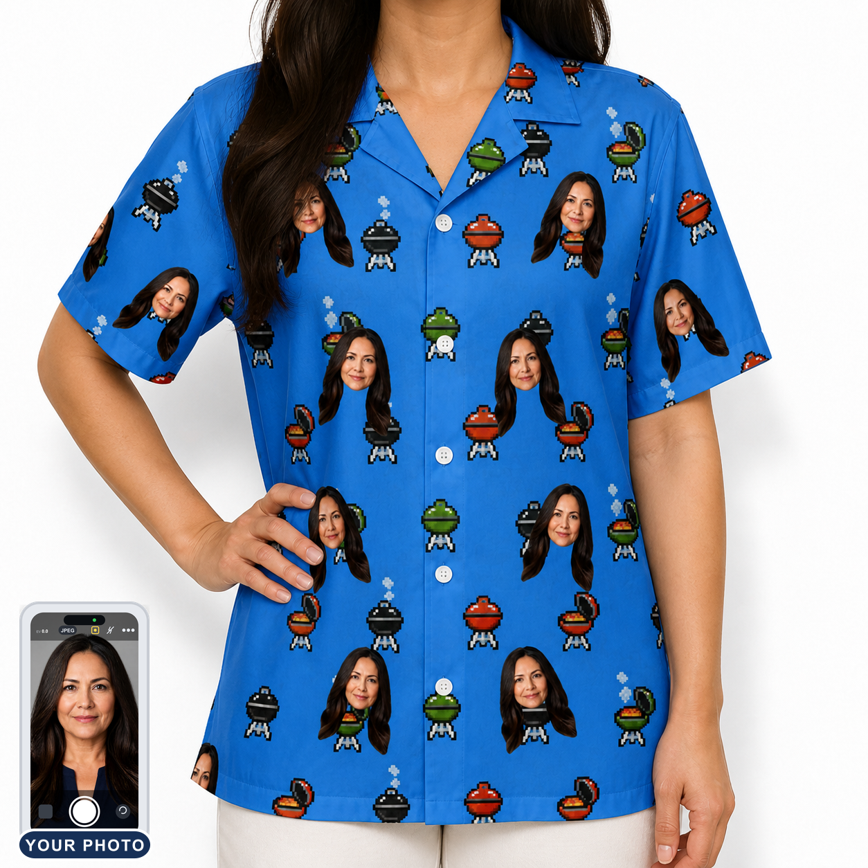 Women's Flame Fame Custom Face Hawaiian Shirt