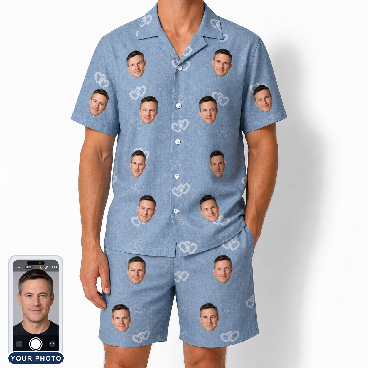 Men's Interlaced Isles Custom Face Shirt & Shorts Set