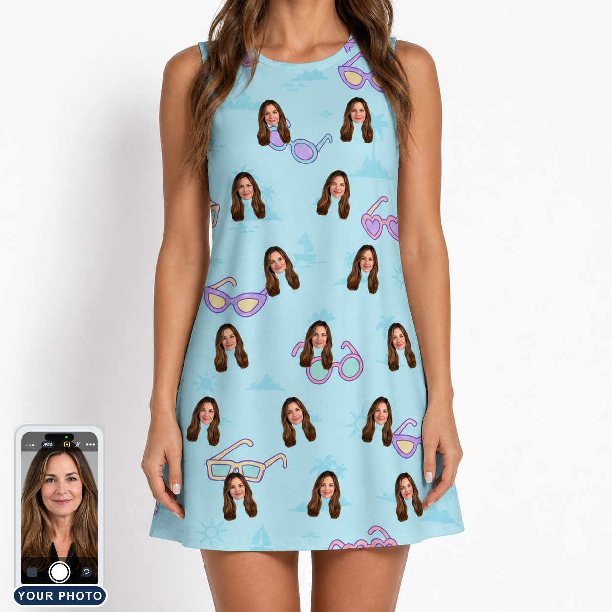 Women's Sunny Specs Custom Face Tank Dress