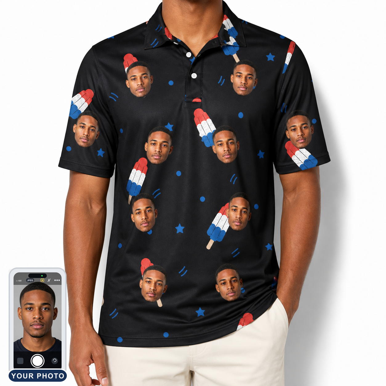 Men's Popsicle Pride Custom Face Polo Shirt