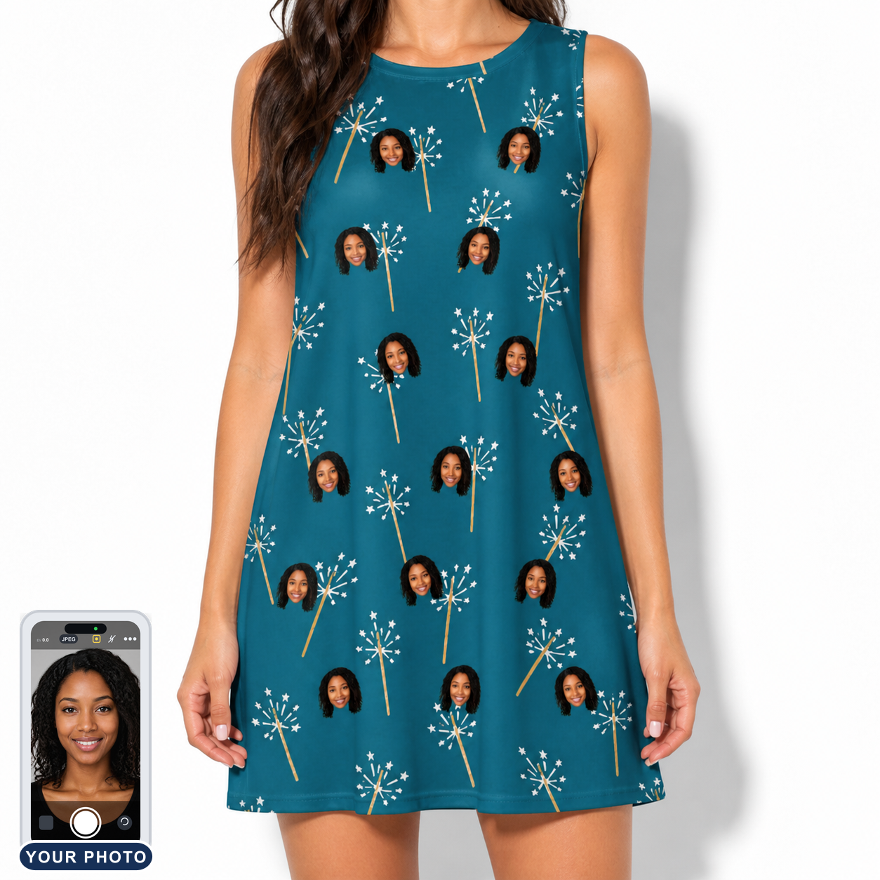 Women's Continental Crackle Custom Face Tank Dress