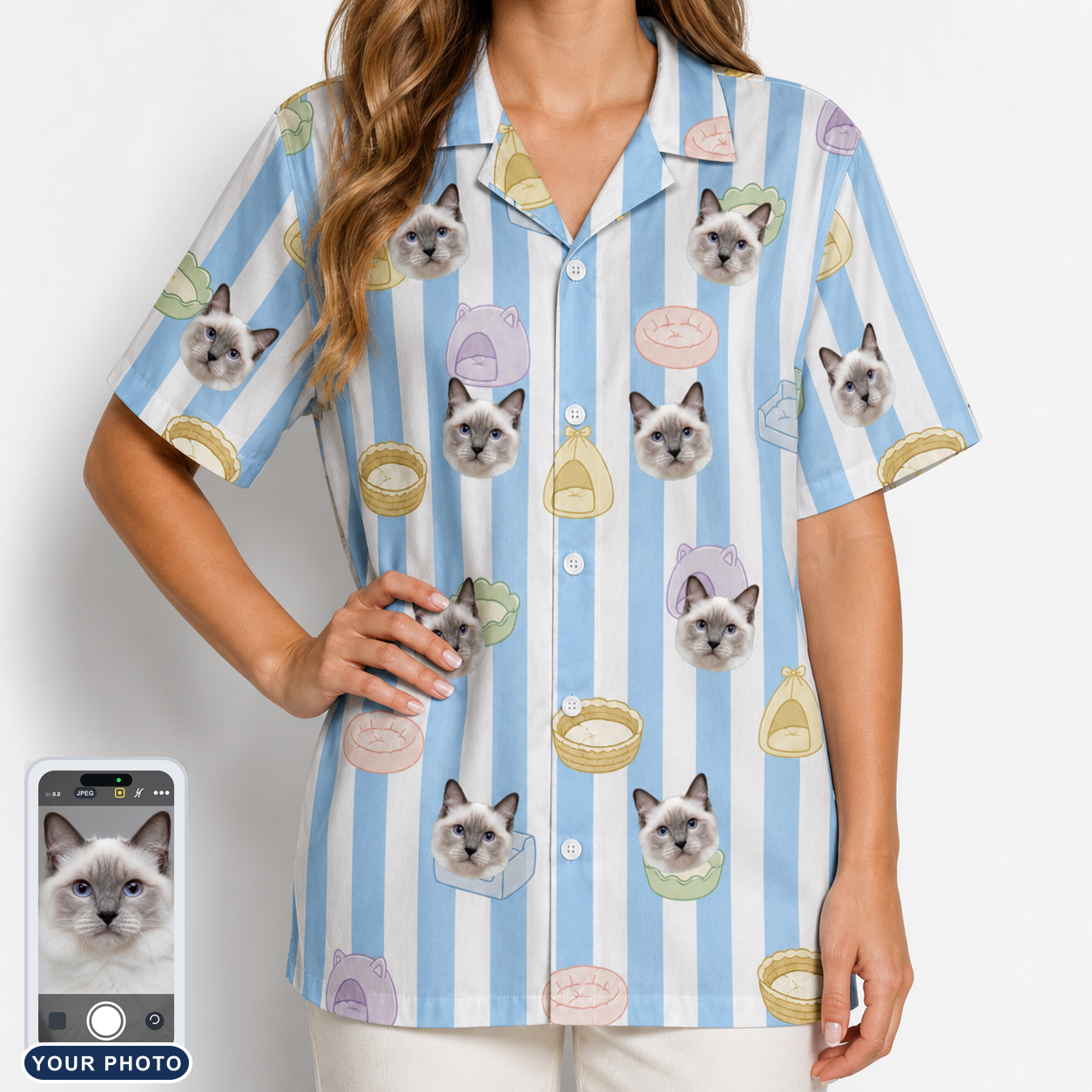 Women's Naptime Nooks Custom Cat Face Hawaiian Shirt