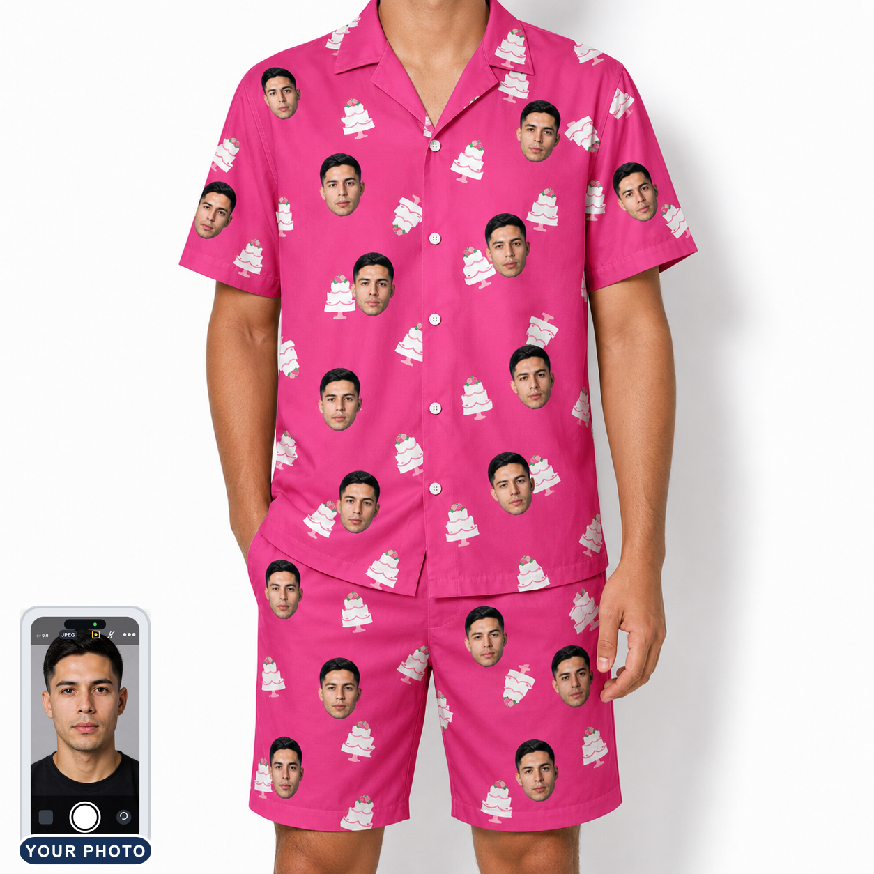 Men's Tiered Tease Custom Face Shirt & Shorts Set