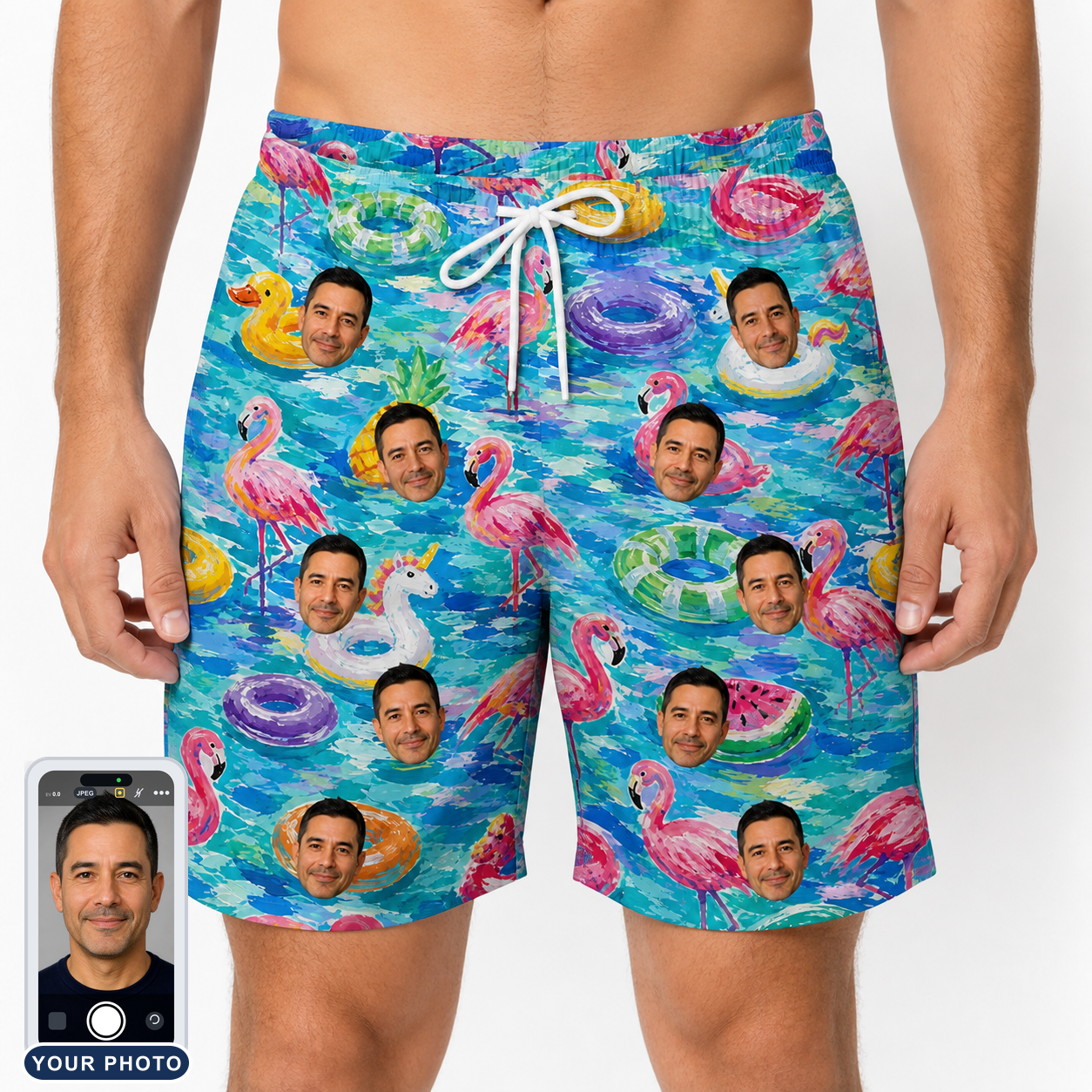 Men's Pastel Pontoons Custom Face Beach Shorts