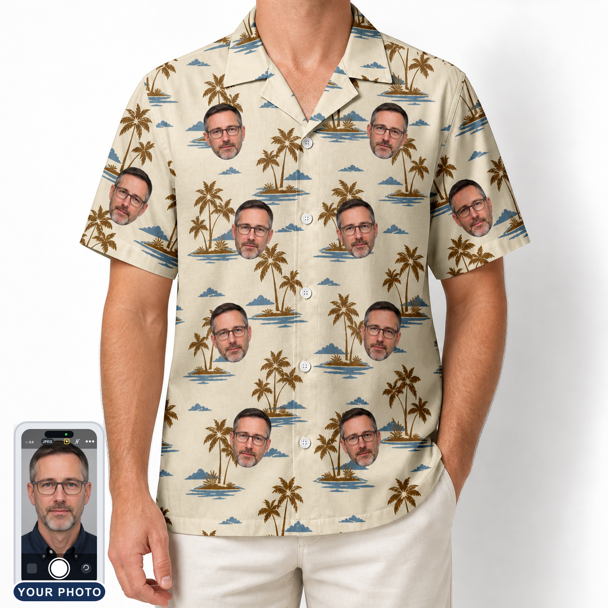 Men's Botanical Breeze Custom Face Hawaiian Shirt