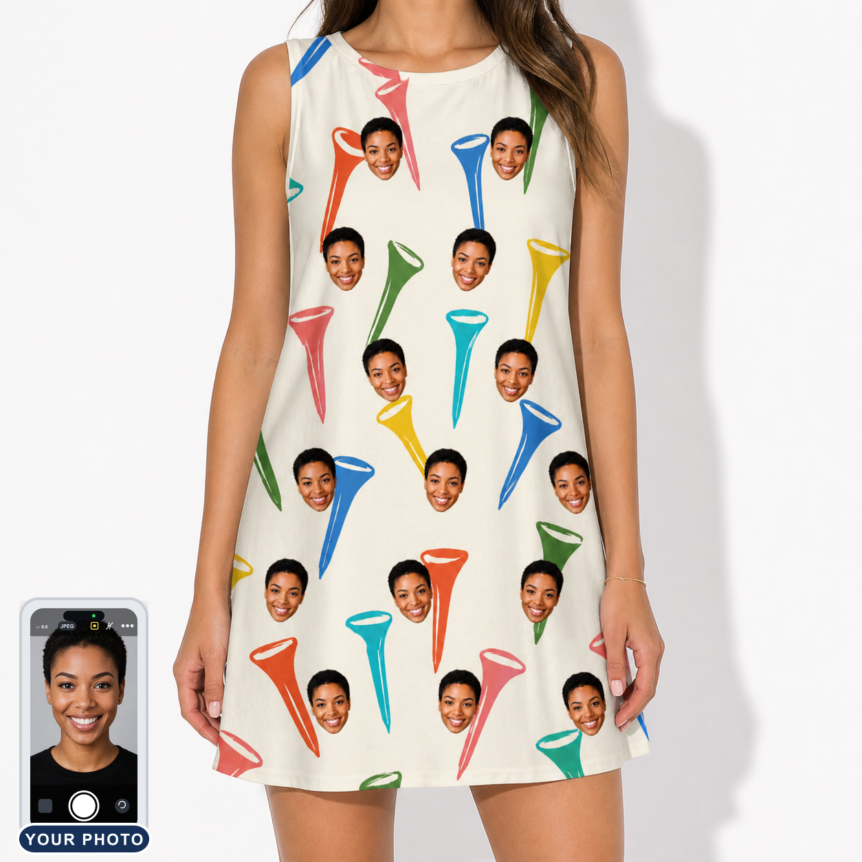 Women's Par Pickets Custom Face Tank Dress