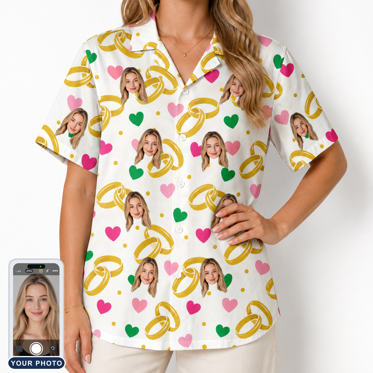 Women's Saltkissed Circles Custom Face Hawaiian Shirt