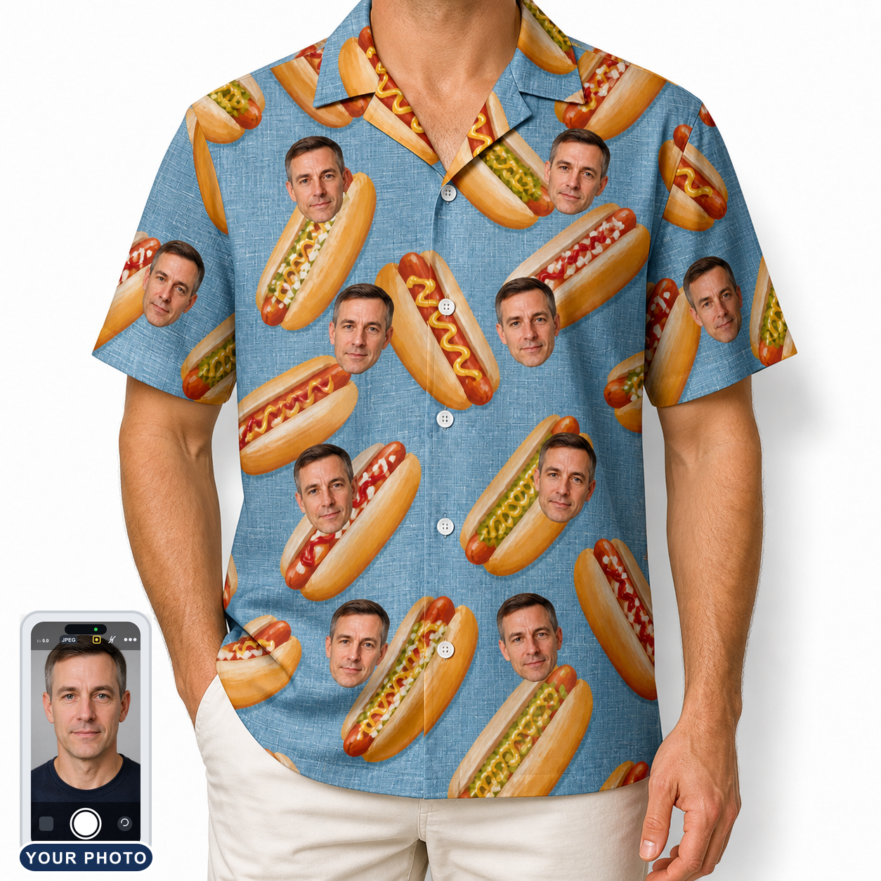 Men's Bunited States Custom Face Hawaiian Shirt