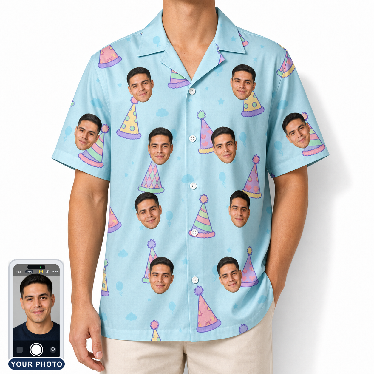 Men's Hat Trickery Custom Face Hawaiian Shirt