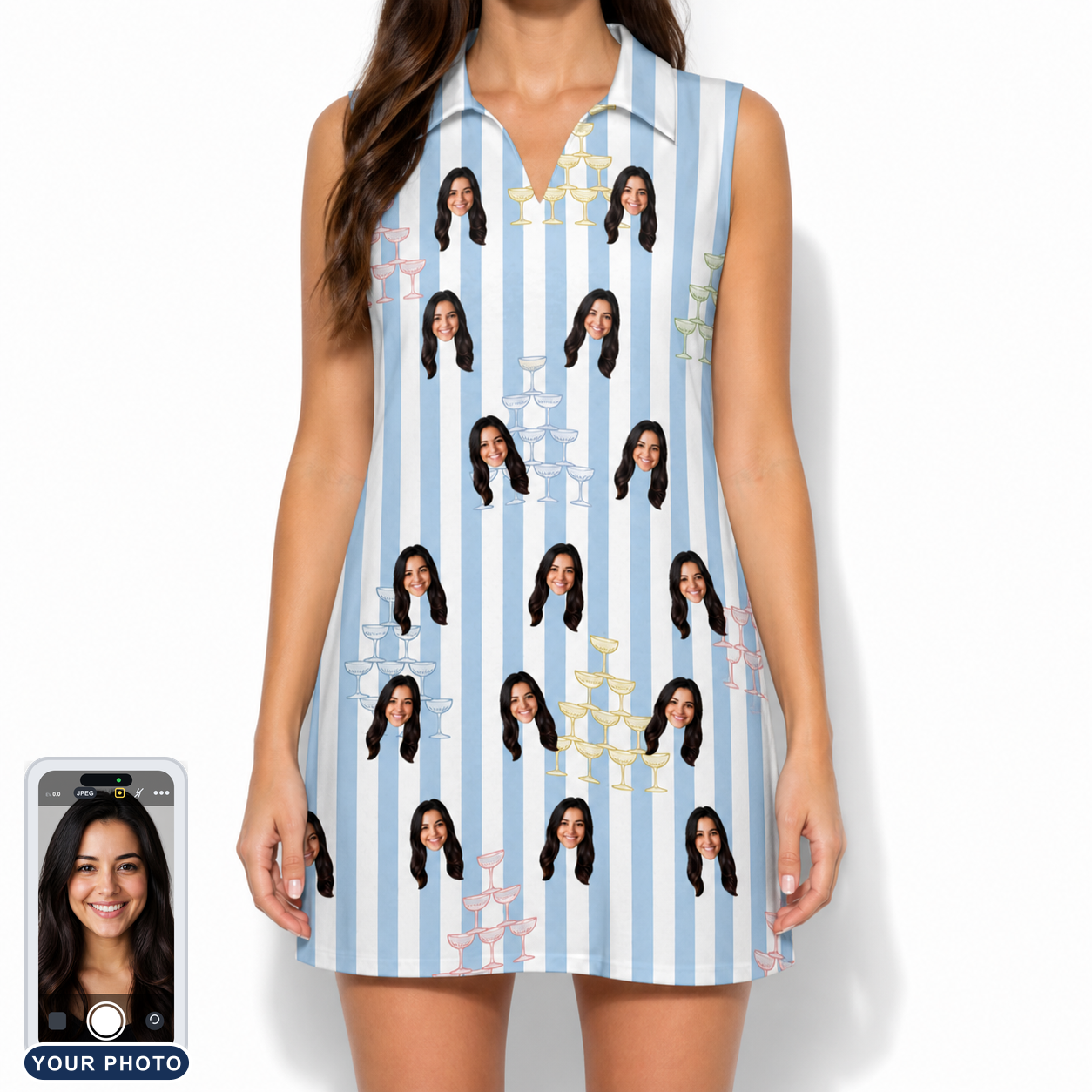 Women's Fizz Towers Custom Face V-Neck Dress