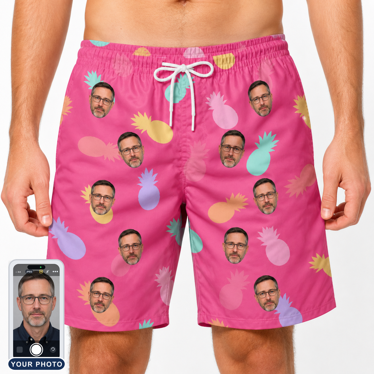 Men's Citrus Splash Custom Face Beach Shorts
