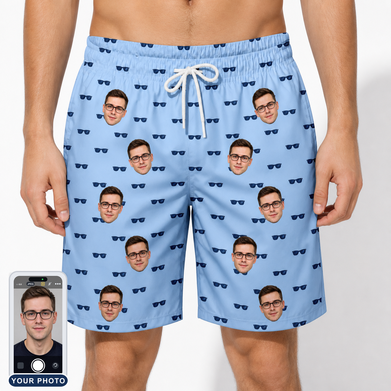Men's Flirt Filters Custom Face Beach Shorts