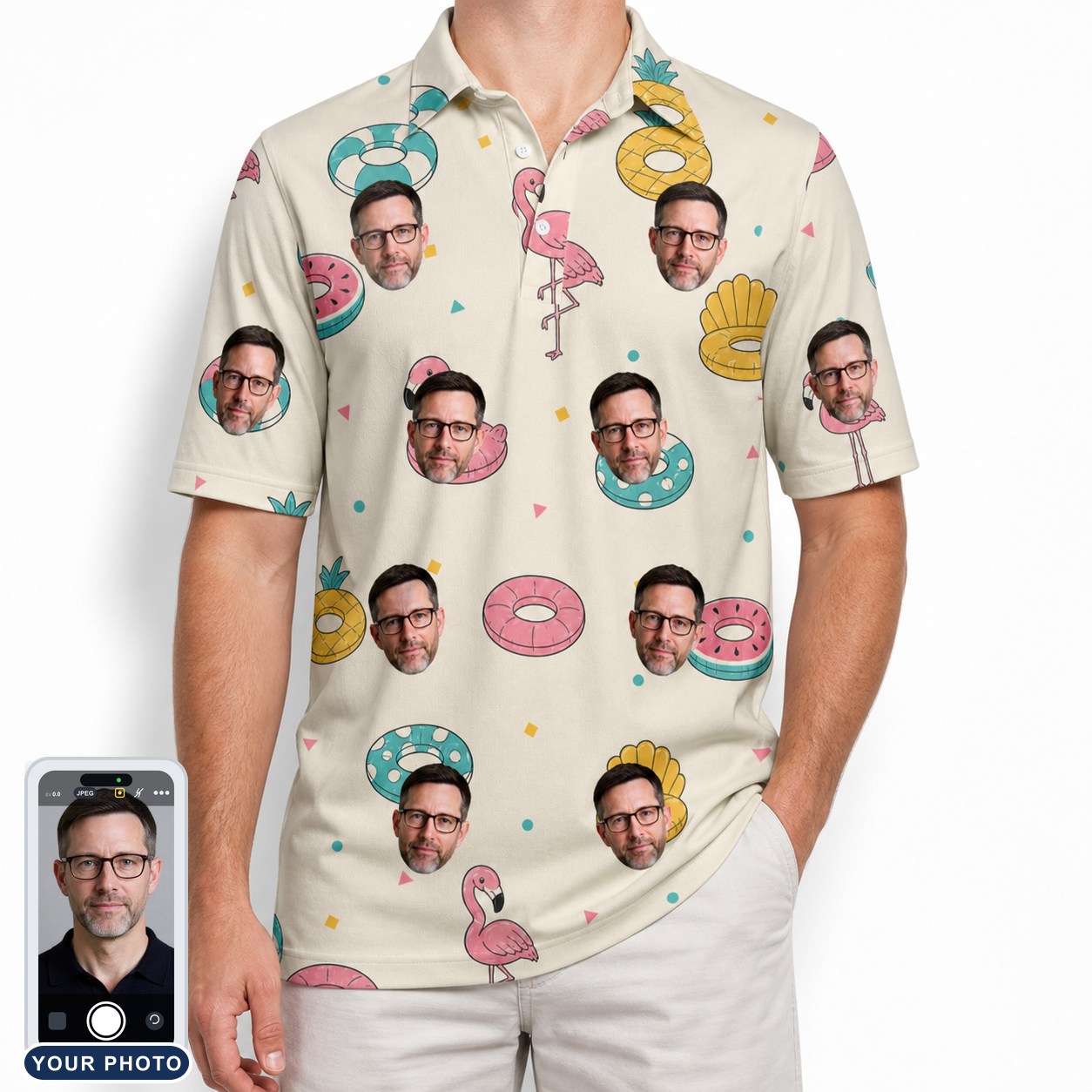 Men's Rosy Rafties Custom Face Polo Shirt