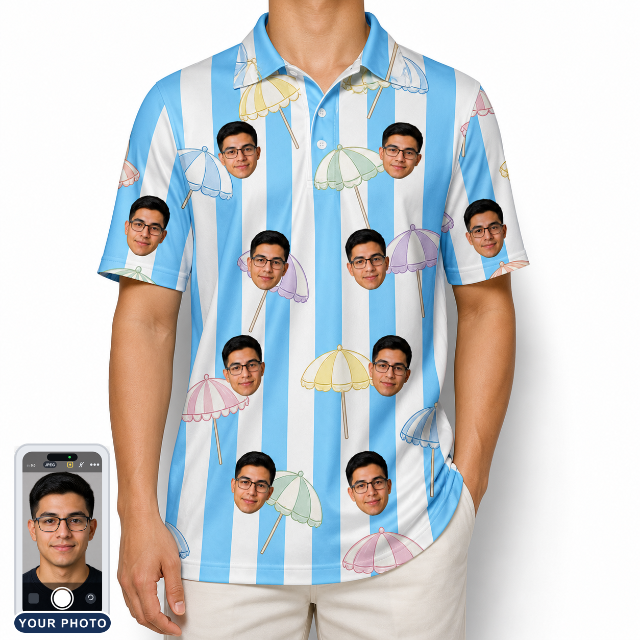 Men's Awning Outing Custom Face Polo Shirt