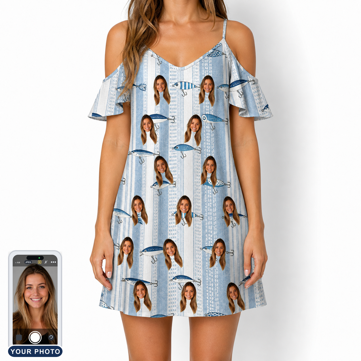 Women's Spoon Sizzle Custom Face Off-Shoulder Dress