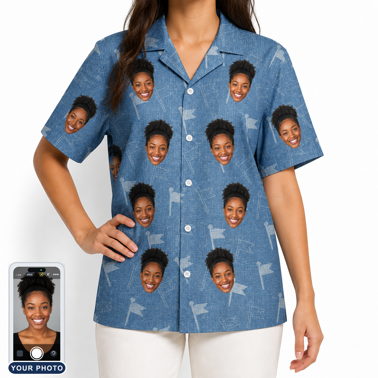Women's Bunker Badges Custom Face Hawaiian Shirt