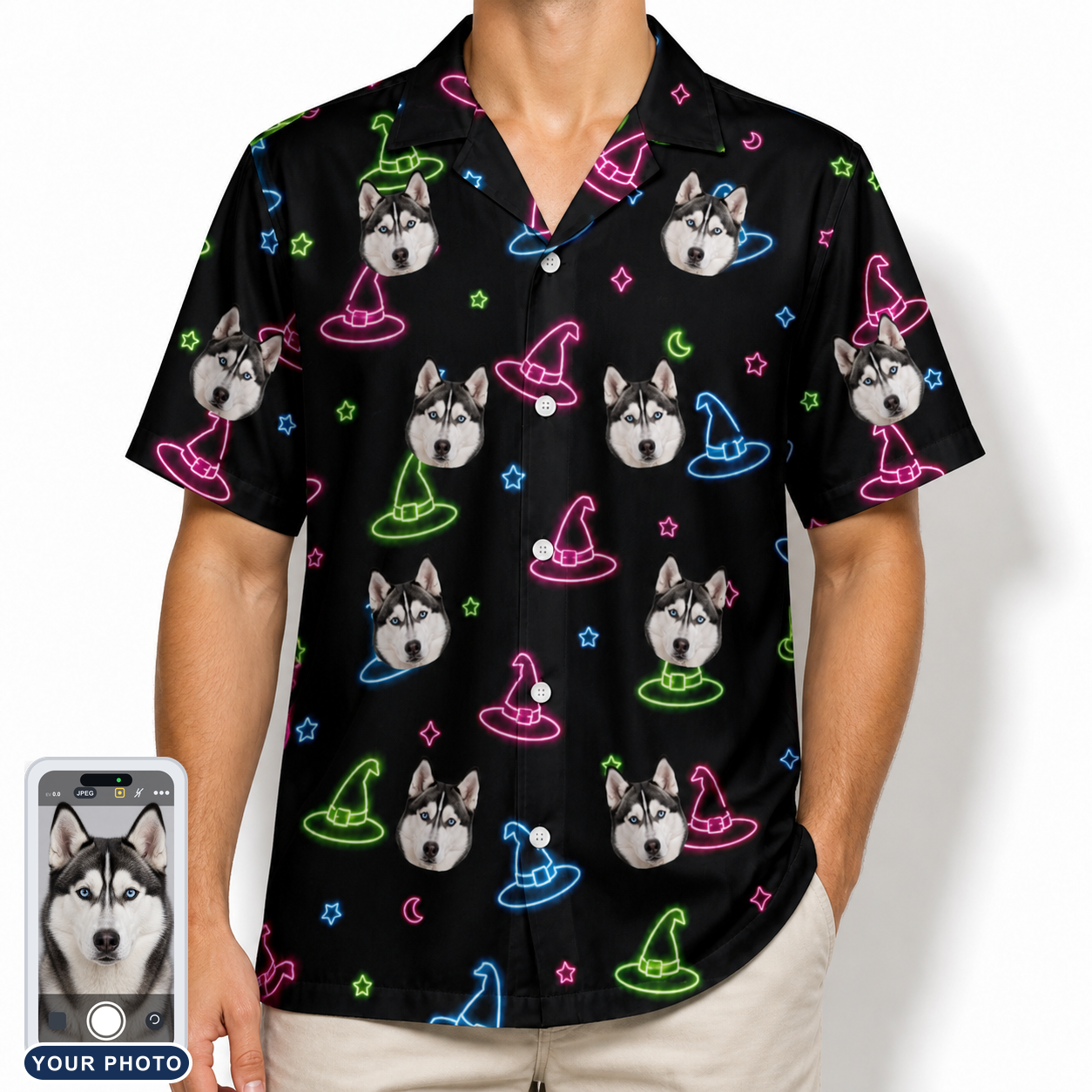 Men's Moonlit Millinery Custom Dog Face Hawaiian Shirt