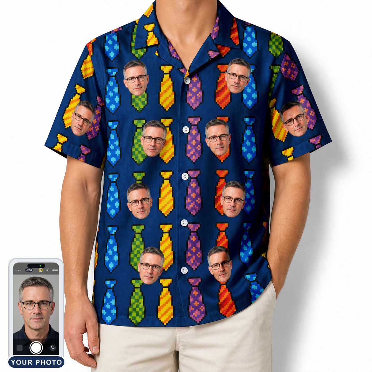 Men's Necktie Nostalgia Custom Face Hawaiian Shirt