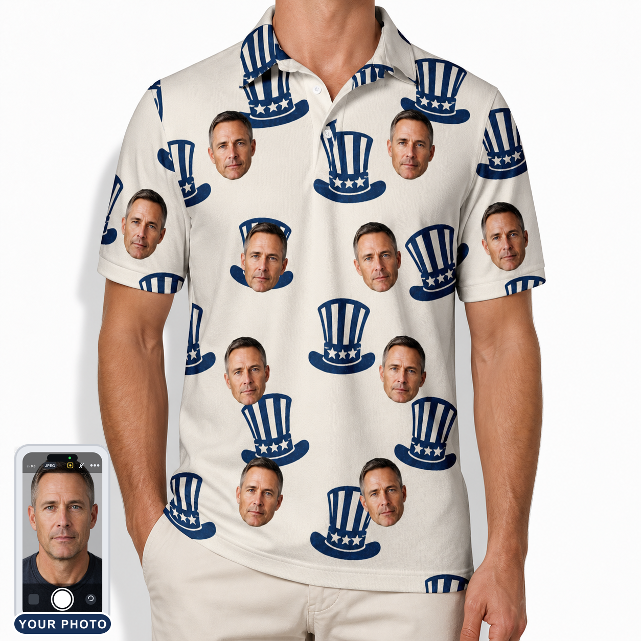 Men's Crown Capers Custom Face Polo Shirt