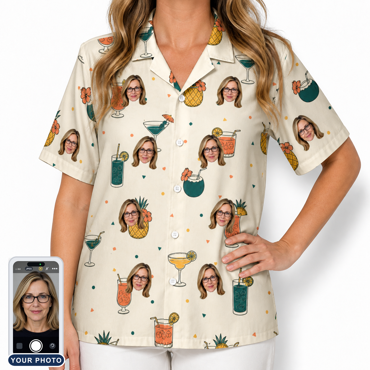 Women's Mango Matrimony Custom Face Hawaiian Shirt