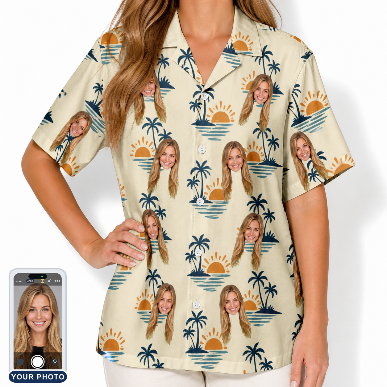 Women's Vinyl Vista Custom Face Hawaiian Shirt