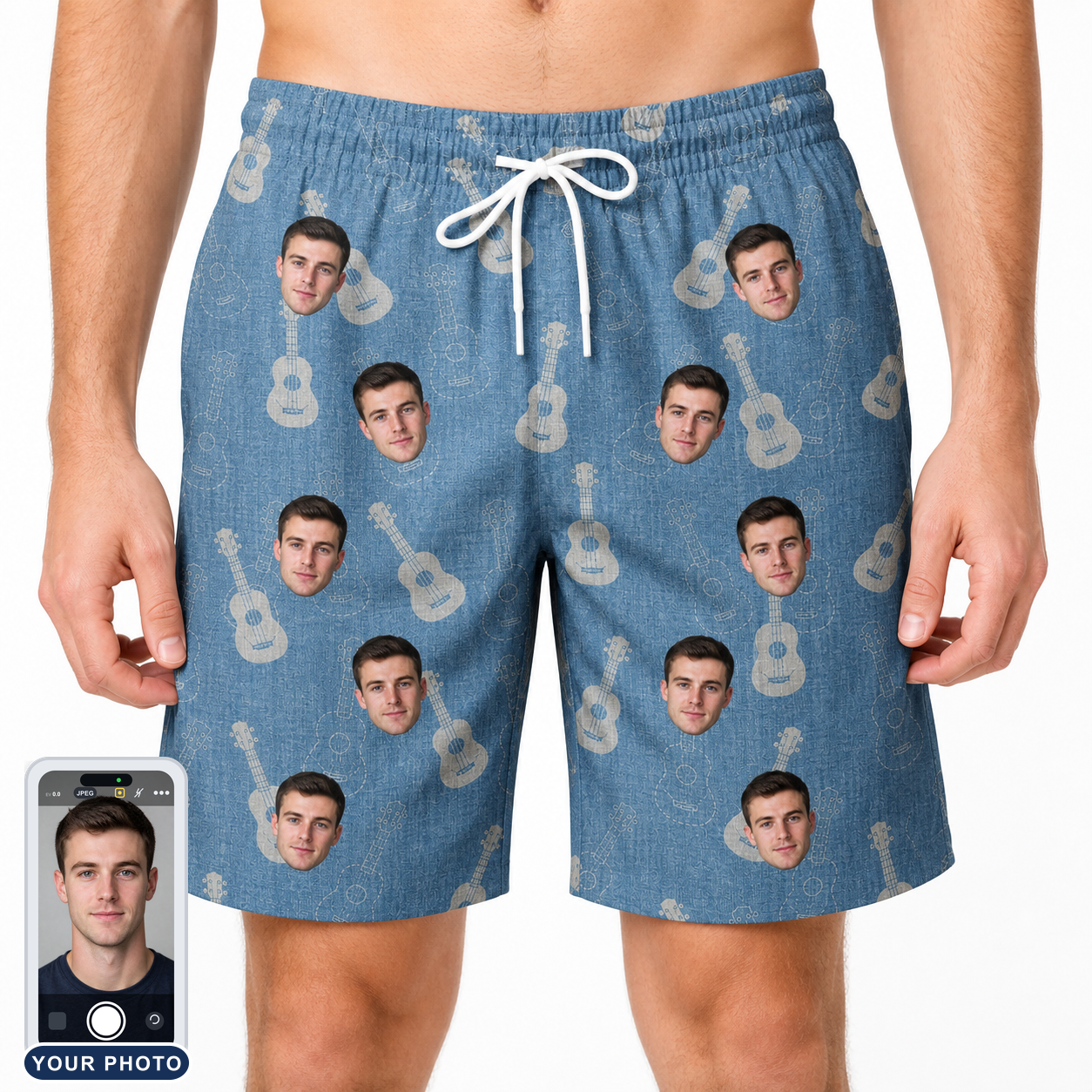 Men's Gardenia Grooves Custom Face Beach Shorts