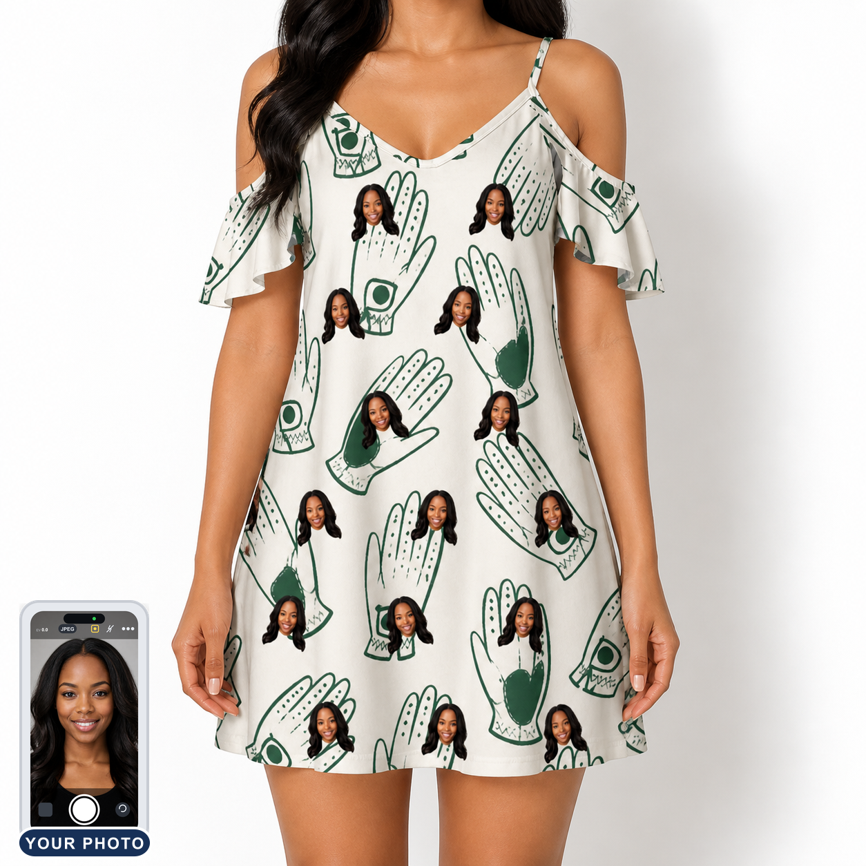 Women's Glove Affair Custom Face Off-Shoulder Dress