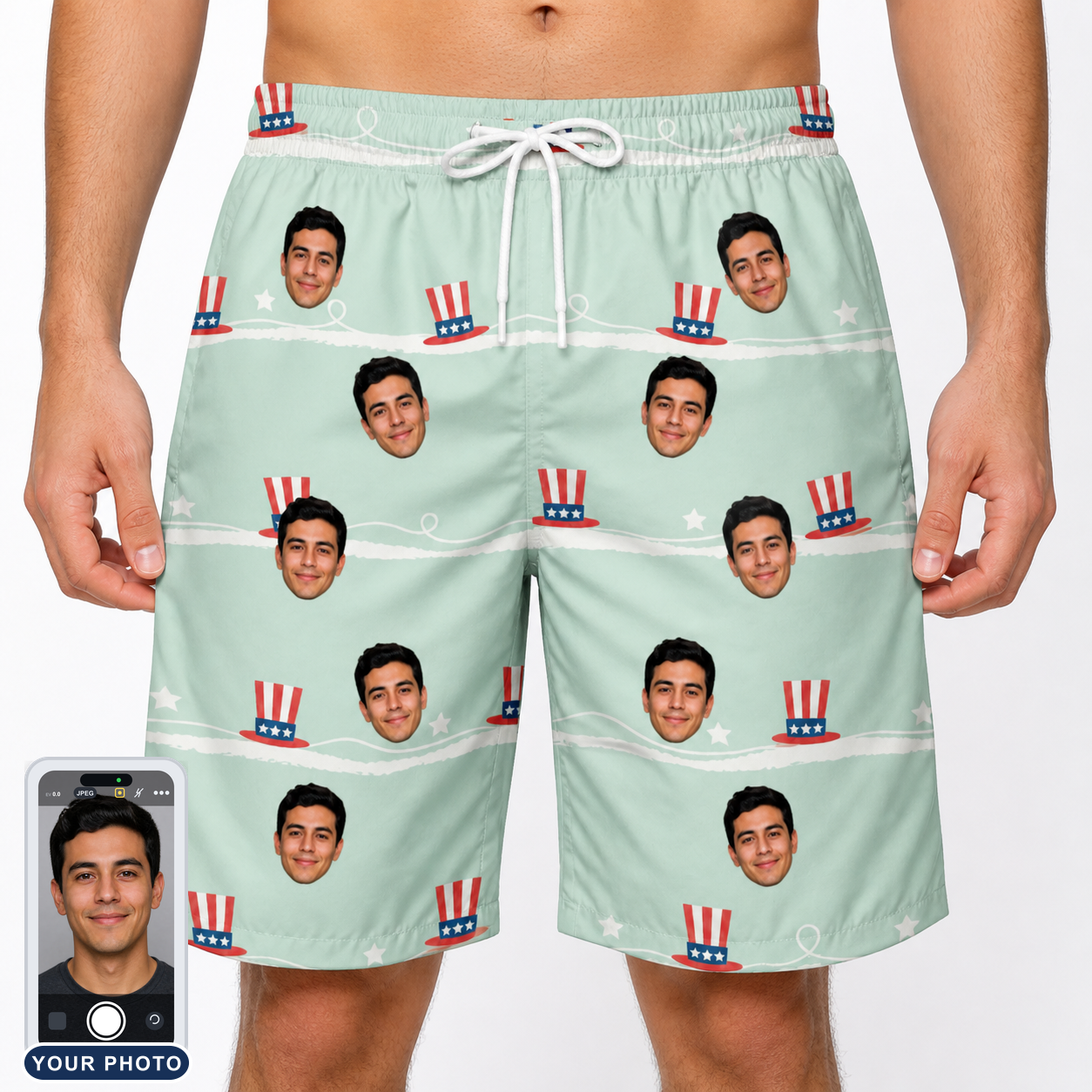 Men's Sam's Sparkle Custom Face Beach Shorts